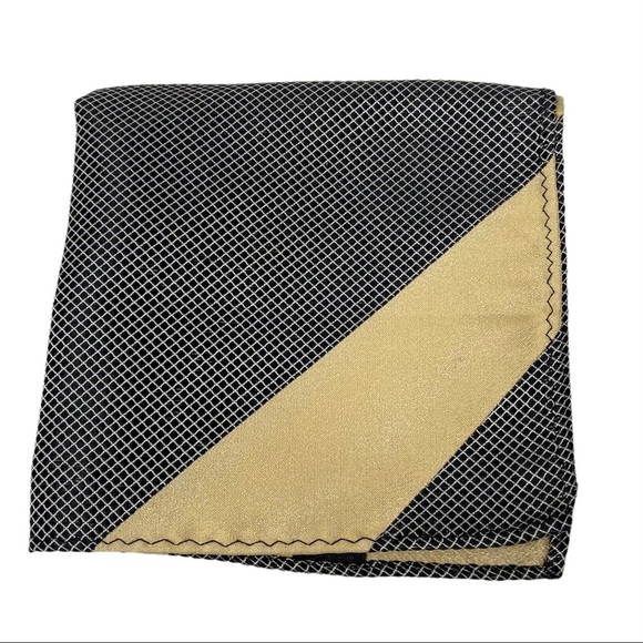 Men’s Suit Pocket Square 100% Silk Black and Tan. - Picture 1 of 4